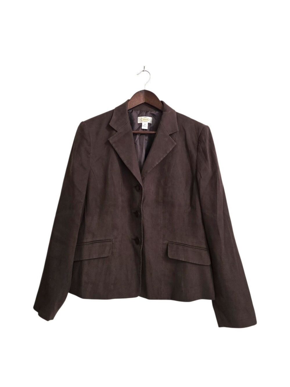 Talbots Vintage Faux Suede Single Breasted Brown Blazer Sz 8